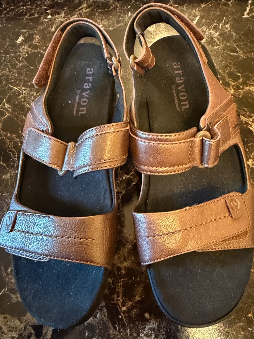 Aravon by New Balance Brown Leather Comfort Sandals Women’s 9D Wide WSK03BRZ